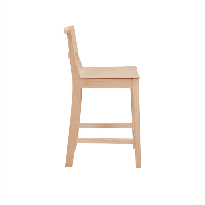 Linon Burke Saddle Seat Counter Stools Set of Two in Unfinished Rubberwood