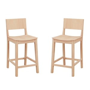 Linon Burke Saddle Seat Counter Stools Set of Two in Unfinished Rubberwood