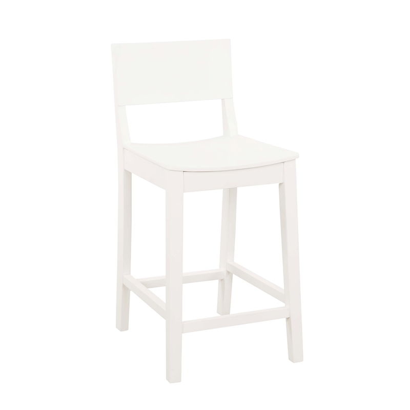 Linon Burke Saddle Seat Counter Stools Set of Two in White Rubberwood