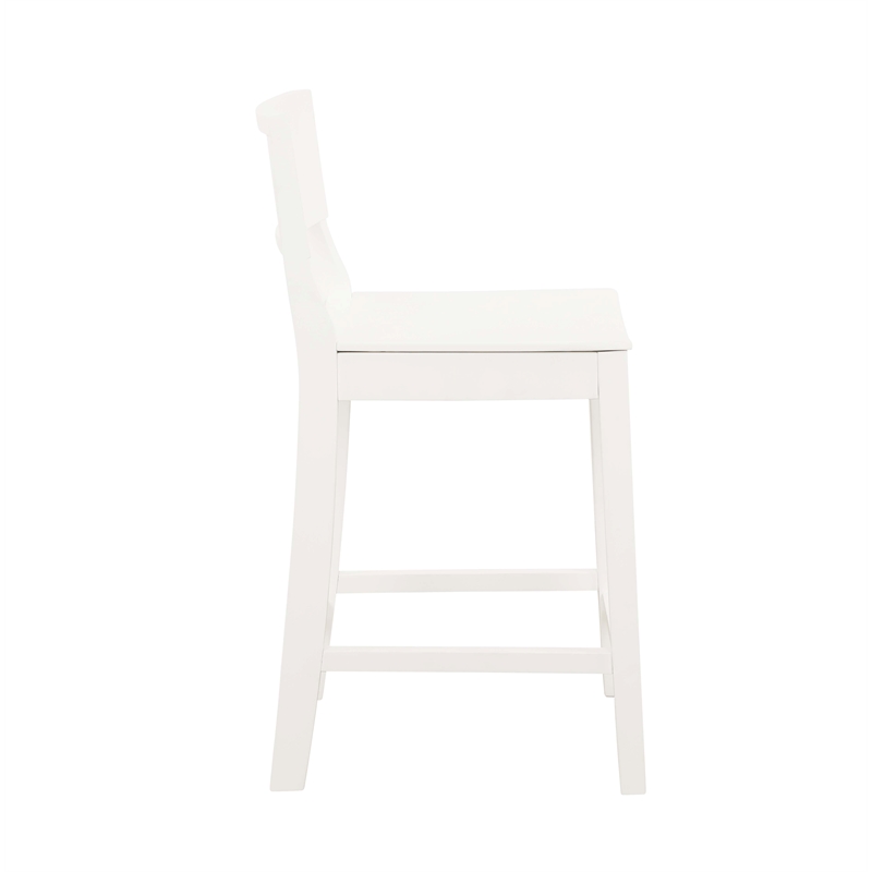 Linon Burke Saddle Seat Counter Stools Set of Two in White Rubberwood
