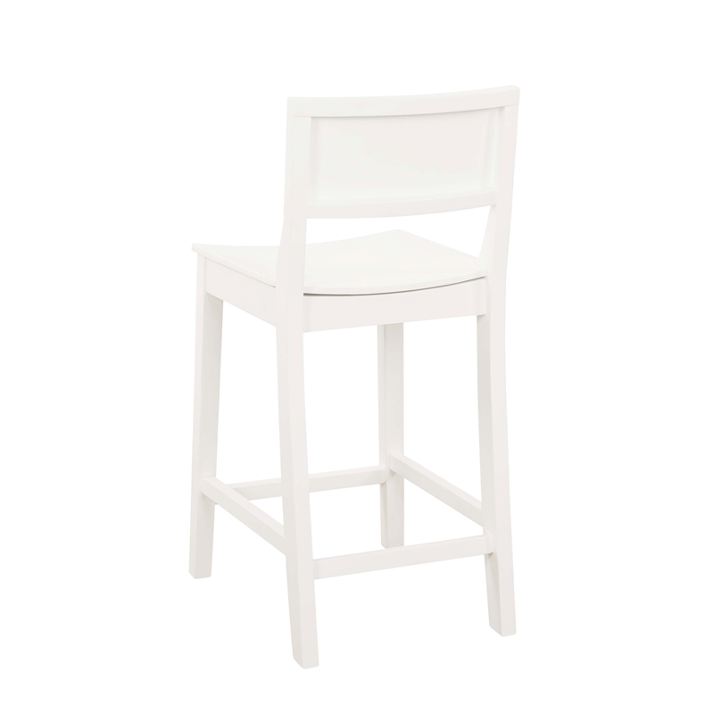 Linon Burke Saddle Seat Counter Stools Set of Two in White Rubberwood