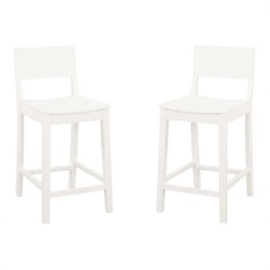 Linon Burke Saddle Seat Counter Stools Set of Two in White Rubberwood