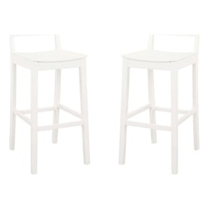 Linon Burke Saddle Seat Bar Stools Set of Two in White Solid Rubberwood