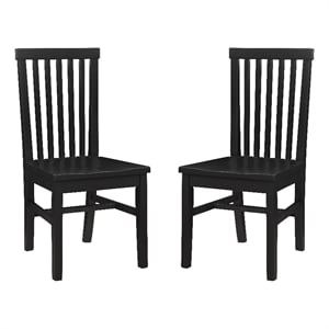 Linon Erwin Set of Two High Slat Back Side Dining Chairs in Black Rubberwood