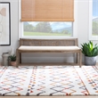 Linon Memphis Wood Bench Woven Cane Back Beige Padded Seat in Brown Stain Finish