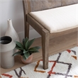 Linon Memphis Wood Bench Woven Cane Back Beige Padded Seat in Brown Stain Finish
