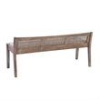 Linon Memphis Wood Bench Woven Cane Back Beige Padded Seat in Brown Stain Finish