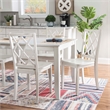 Linon Delia 5 Piece Wood Dining Set Lightly Burnished Edges in Antique White