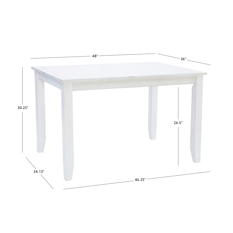 Linon Delia 5 Piece Wood Dining Set Lightly Burnished Edges in Antique White