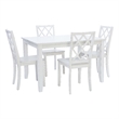 Linon Delia 5 Piece Wood Dining Set Lightly Burnished Edges in Antique White