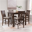 Linon Liz Rustic Wood 5 Piece Counter Height Dining Set Padded Seats in Brown