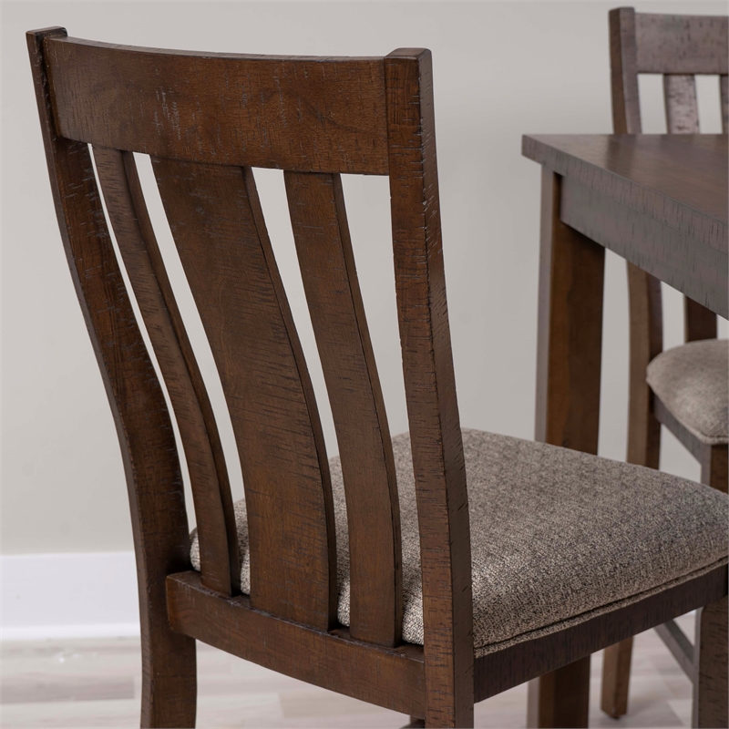 Linon Liz Rustic Wood 5 Piece Counter Height Dining Set Padded Seats in Brown