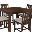 Linon Liz Rustic Wood 5 Piece Counter Height Dining Set Padded Seats in Brown
