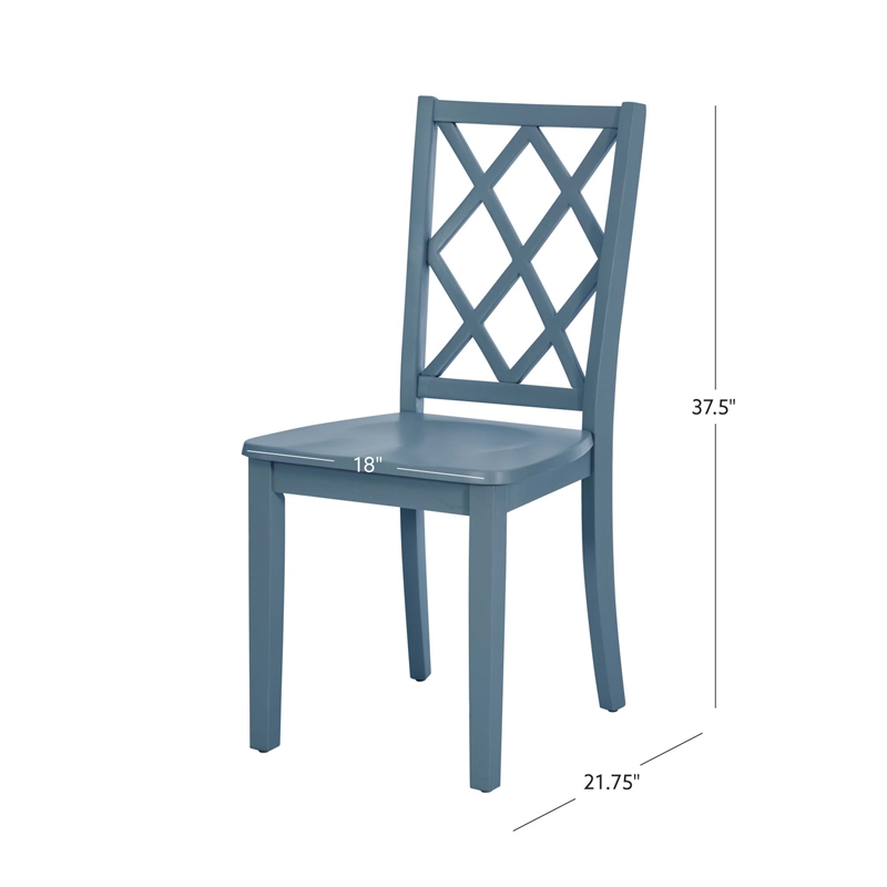 Linon Nico Side Chair Lattice Back Design in Crisp Graphite Gray Finished Wood