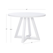 Linon Nico Round Dining Table with Angled Legs in Pure White Wood