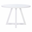 Linon Nico Round Dining Table with Angled Legs in Pure White Wood