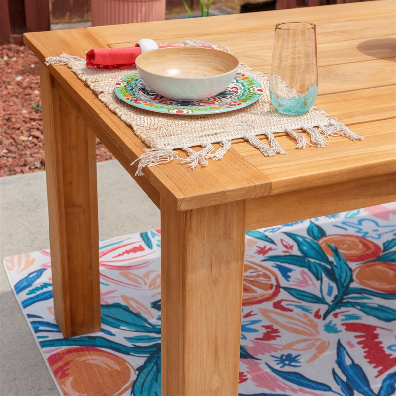 Linon Barlow 5Pc Set Teak Outdoor Table with 4 Chairs & Cushions in Natural