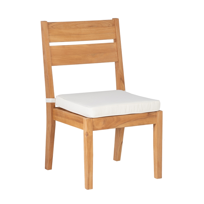 Linon Barlow 5Pc Set Teak Outdoor Table with 4 Chairs & Cushions in Natural