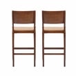 Linon Patty Wood 2 Tone Barstools Handwoven Rope Seat Set of 2 in Brown Stain