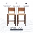 Linon Patty Wood 2 Tone Barstools Handwoven Rope Seat Set of 2 in Brown Stain
