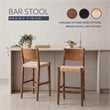 Linon Patty Wood 2 Tone Barstools Handwoven Rope Seat Set of 2 in Brown Stain