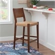 Linon Patty Wood 2 Tone Barstools Handwoven Rope Seat Set of 2 in Brown Stain