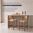 Linon Patty Wood 2 Tone Counter Stools Handwoven Rope Seat Set of 2 in Brown