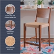 Linon Patty Wood 2 Tone Counter Stools Handwoven Rope Seat Set of 2 in Brown