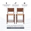 Linon Patty Wood 2 Tone Counter Stools Handwoven Rope Seat Set of 2 in Brown