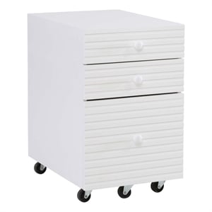 Linon Sway Wood File Cabinet with 3 Drawers Rolling Castors in Pure White
