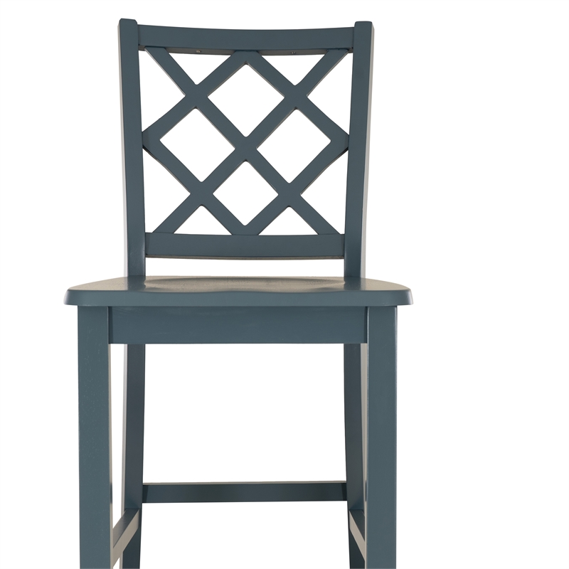 Linon Nico Sturdy Wood Lattice Back Counter Stool in Crisp Graphite Finish