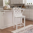 Linon Nico Lattice Back Counter Stool in Crisp White Painted Solid Wood