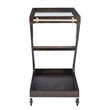 Linon Mare Wood Z Shaped Rolling Bar Cart with Glass Top in Umber Stain