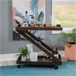 Linon Mare Wood Z Shaped Rolling Bar Cart with Glass Top in Umber Stain