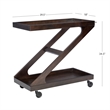 Linon Mare Wood Z Shaped Rolling Bar Cart with Glass Top in Umber Stain