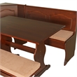 Linon Chelsea 3 Pc Walnut Nook Set with 4 Pc Polyester Cushion Set in Beige