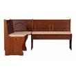 Linon Chelsea 3 Pc Walnut Nook Set with 4 Pc Polyester Cushion Set in Beige