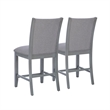 Linon Vern Set of 2 Light Gray Upholstered Wood Counter Stools in Gray Stain