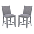 Linon Vern Set of 2 Light Gray Upholstered Wood Counter Stools in Gray Stain