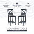 Linon Oz Wood X Back 2 Tone Counter Stool Set of 2 in Slate Blue