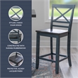 Linon Oz Wood X Back 2 Tone Counter Stool Set of 2 in Slate Blue