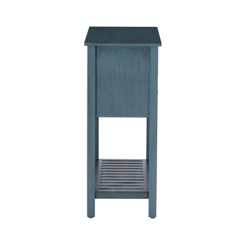 Linon Laine Console Table 4 Drawers Lower Shelf in Rustic Teal Blue Wood