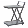Linon Carley Antique White Wood 2 Level Rolling Bar Cart Metal Frame in Pewter