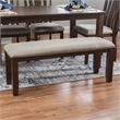 Linon Liz Rustic Wood 6 Piece Upholstered Dining Set 4 Chairs & Bench in Brown