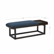 Linon Nate Wood Navy Upholstered Bench with Removable Storage Tray in Dark Brown