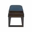 Linon Nate Wood Navy Upholstered Bench with Removable Storage Tray in Dark Brown