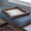 Linon Nate Wood Navy Upholstered Bench with Removable Storage Tray in Dark Brown