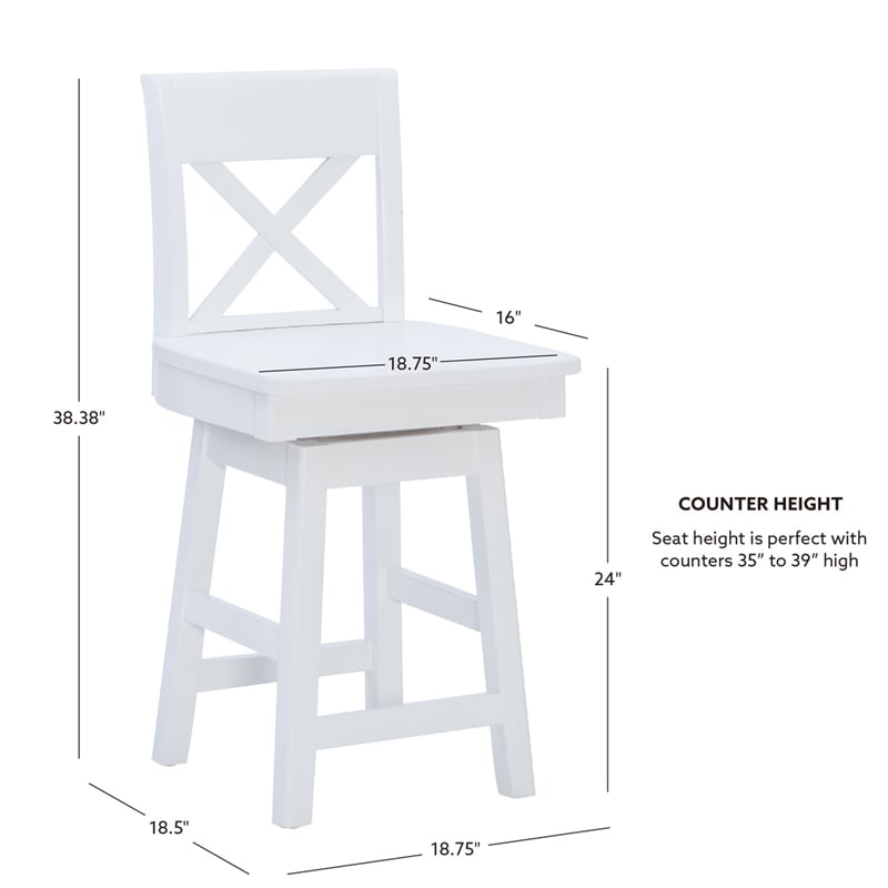 Linon Cate Sturdy Solid Rubberwood Swivel X Back 24