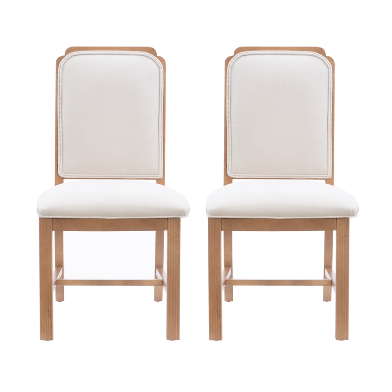 Linon Nissa Solid Beechwood Set of 2 Padded Back and Seat Side Chairs in Brown