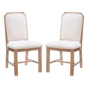 Linon Nissa Solid Beechwood Set of 2 Padded Back and Seat Side Chairs in Brown